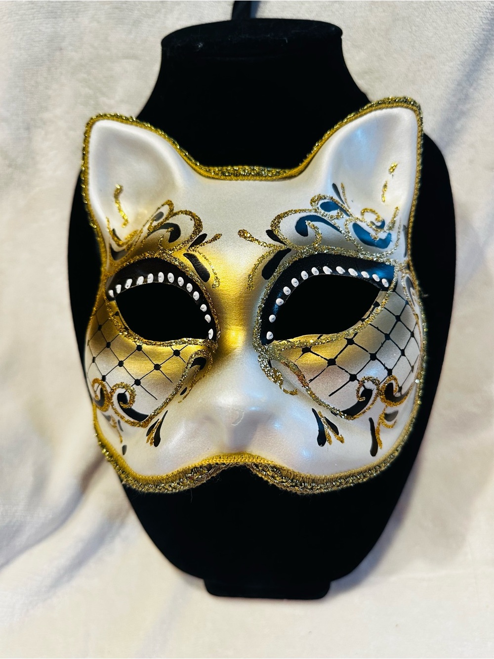 Venetian Cat Mask Hand Painted Venezia Italy Wall Decor Masquerade Steampunk